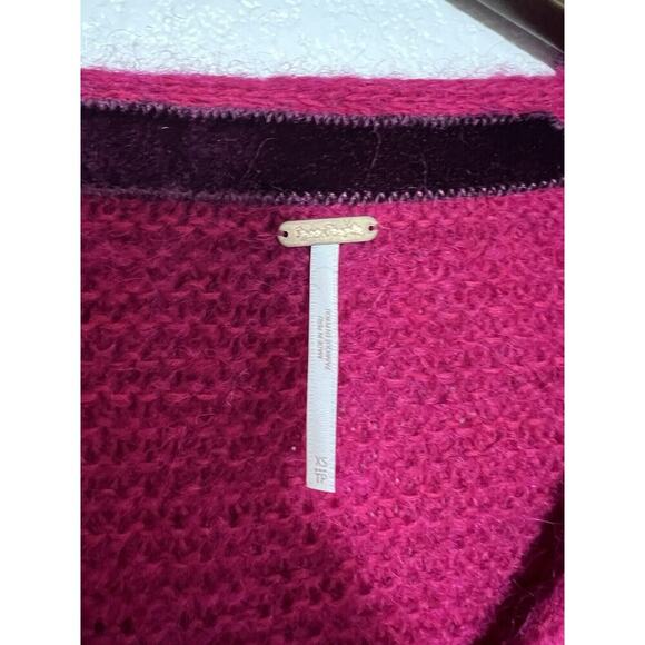 Free People All Mine Sweater Raspberry Size XS Pink V Neck Alpaca Wool - Picture 5 of 9